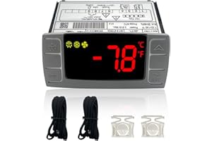 CHAOHAI XR02CX-4N1F1 Temperature Control Refrigerator Digital Thermostat Controller for Dixell Commercial Refrigerators/Freezer 120V 50-60Hz with 2 NTC Probe for Refrigerators Freezers Heating Appliances