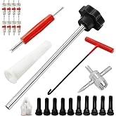BOJIAN 23PCS Tire Valve Stem Tool，Quick Change Valve Installer Kit with TR413/TR414 Valve Stems ，Valve Stem Removal Tool,4-Way Valve Core Removal Tool，for Cars Motorcycles Lawn Mowers ATVs