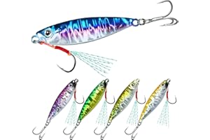 TRUSCEND Valuable Fishing Jigs of Captain's Favorite, Shiny Saltwater Spoons Perfect for Jigging, Slow Pitch Jig Catch More Fish, Durable and Well-Made Bass Salmon Tuna Fishing Lures with Sharp Hook