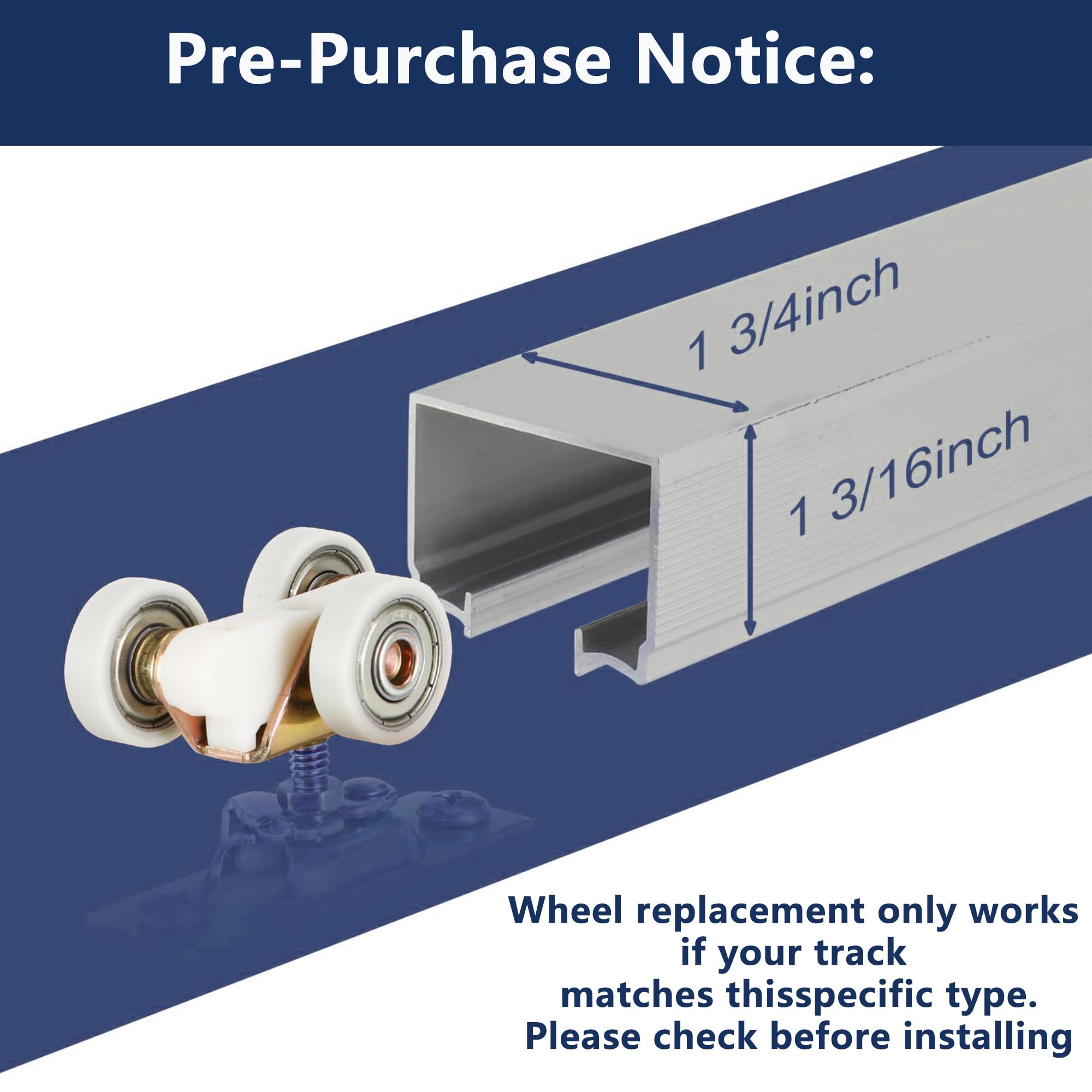 2 Pack 3/4 Inch Sliding Pocket Door Rollers Assembly Nylon Wheels Pocket...