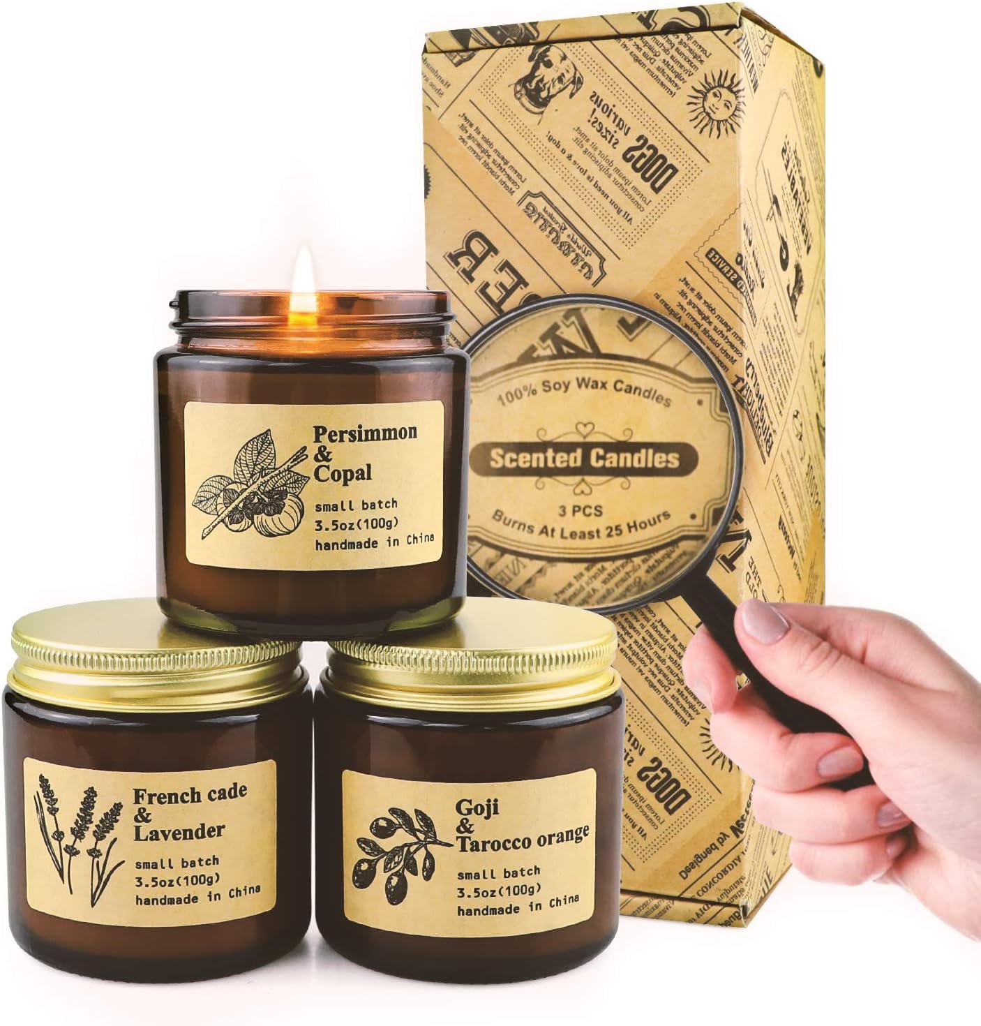 YINUO LIGHT Scented Candles, Candles Gift Set for Women, 100 Natural