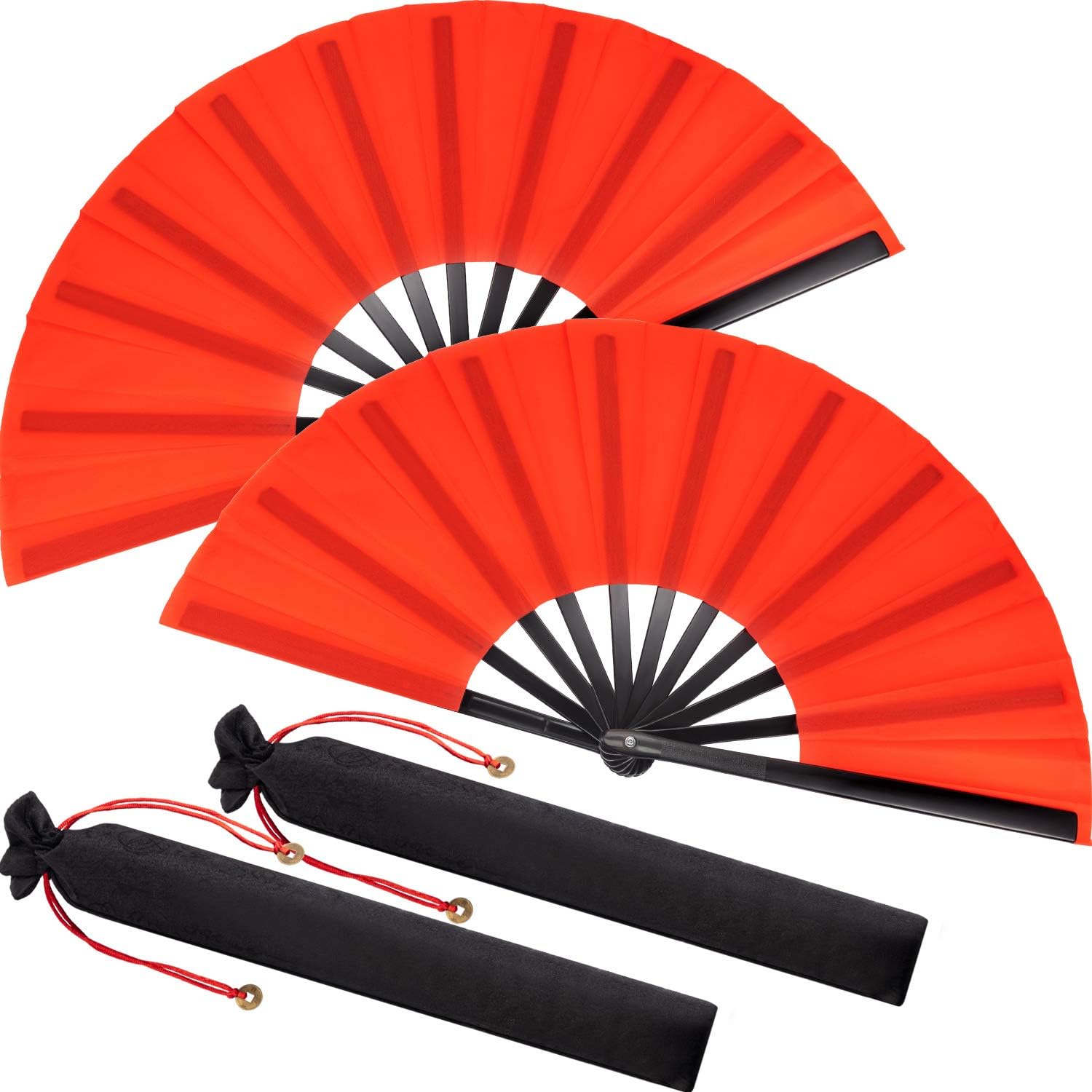 Large Folding Silk Hand Fan Hand Folding Fans Chinese Tai Chi Folding Fan for Men and Women Performance Dance, Decorations