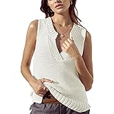 Saodimallsu Womens Sleeveless Sweater Vest Lightweight V Neck Spring Sweater Tank Tops Casual Knit Tunic Cami Shirts