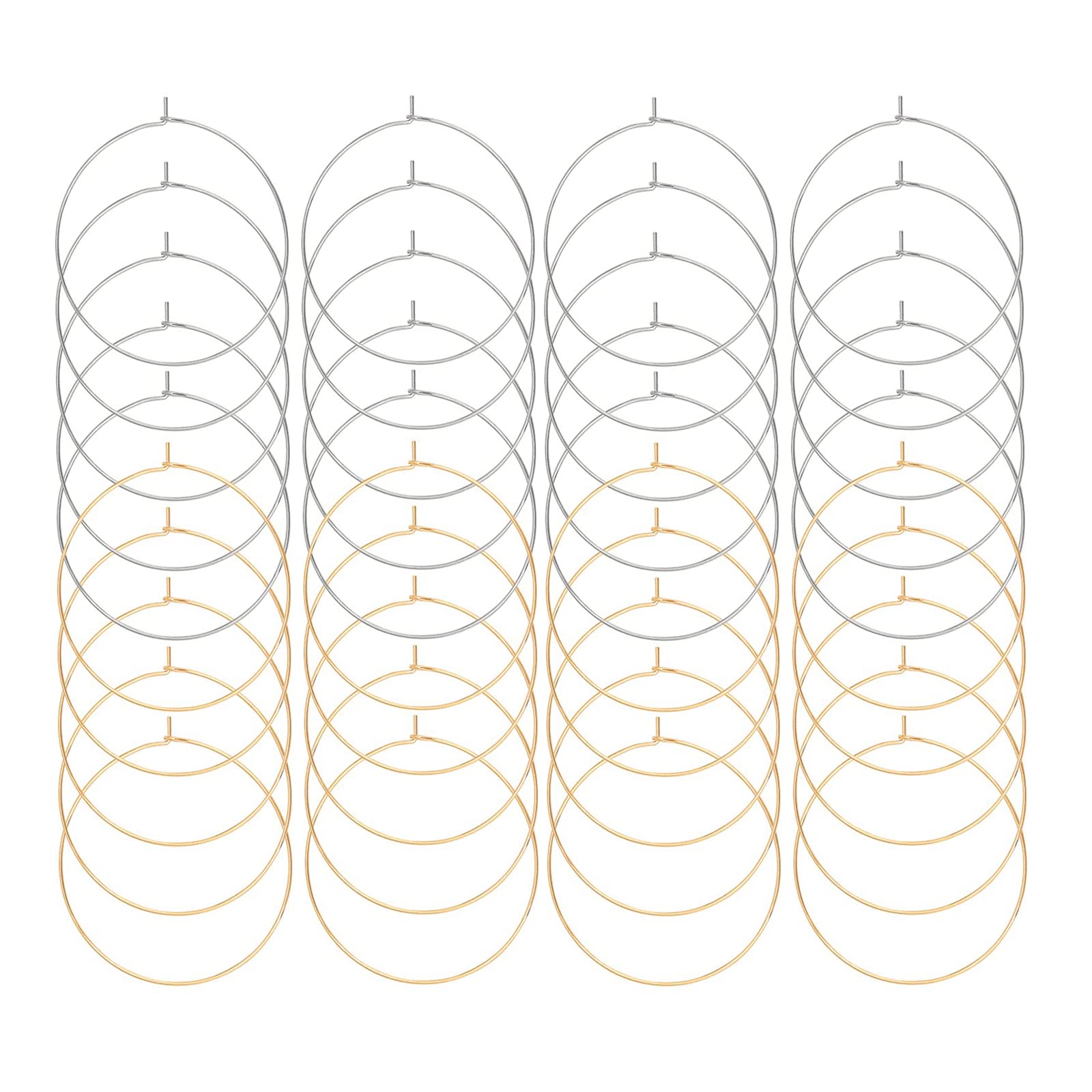 UNICRAFTALE about 60pcs 40mm 2 Colors Earring Hoops 316 Stainless Steel Hoop Earrings Wine Glass Charms Rings for DIY Earring Making, Golden & Stainless Steel Color