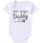 Azzwnee Happy Birthday Daddy Love You Newborn Baby Boy Outfit Infant Funny Baby Clothes