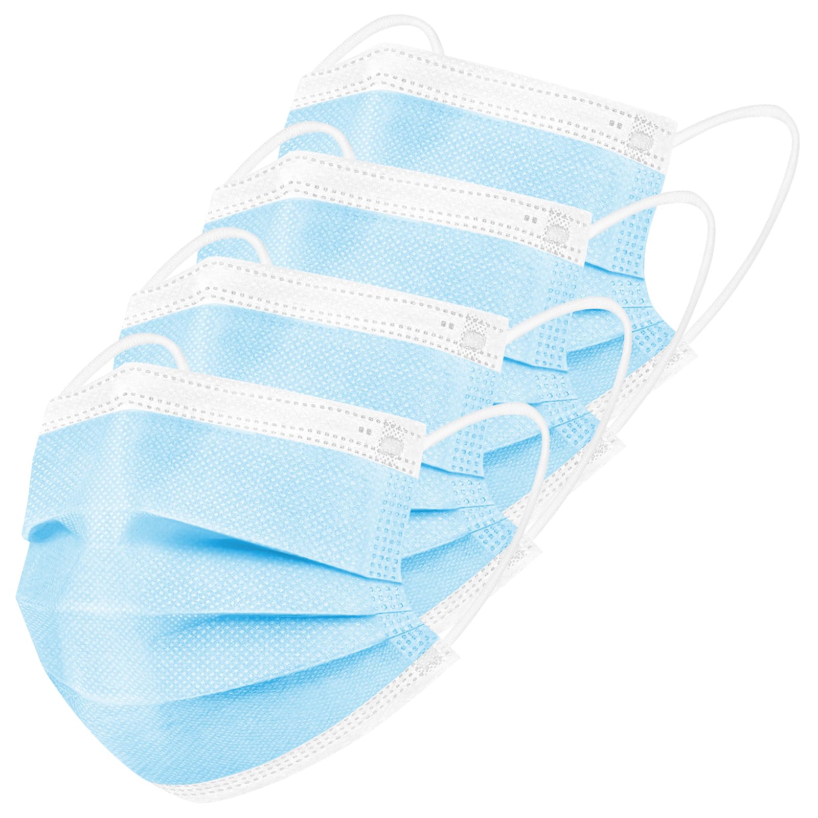 ZIYE Disposable Face Masks - 500 Pcs Breathable Mask 3 Layer with Nose Clip Elastic Earloop（Blue） Image