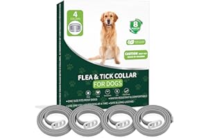 VICSOM 4 Pack Flea Collar for Dogs, Dog Flea and Tick Collar, 8 Months Flea and Tick Prevention for Dogs, Waterproof Adjustable Tick and Flea Treatment Dog Collar for Small Medium Large Dogs Puppy, Grey