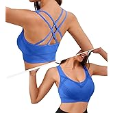 Sports Bras for Women Large Bust Medium Support Cross Back Strappy Sports Bra Padded Workout Yoga Bras for Women Gym Tops