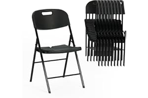 Real Relax Black Plastic Folding Chair Set of 10, Portable Plastic Folding Chairs, Plastic Folding Chairs for Events Office W
