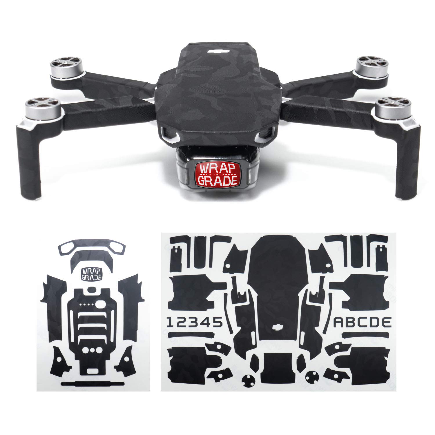 Wrapgrade Skin Sticker compatible with DJI Mavic Mini (BLACK BUMPY CAMO)