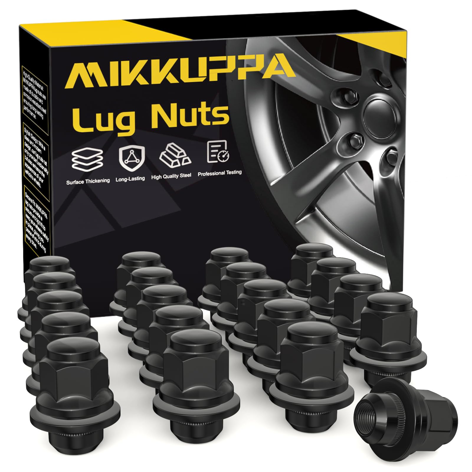 Photo 1 of ***ONLY SEVEN***MIKKUPPA M12x1.5 Lug Nuts - 20pcs One-Piece Black OEM Style Mag Seat Lug Nuts - Replacement for Toyota Avalon Camry Corolla Highlander, Lexus Scion Mitsubishi Pontiac Factory Wheels