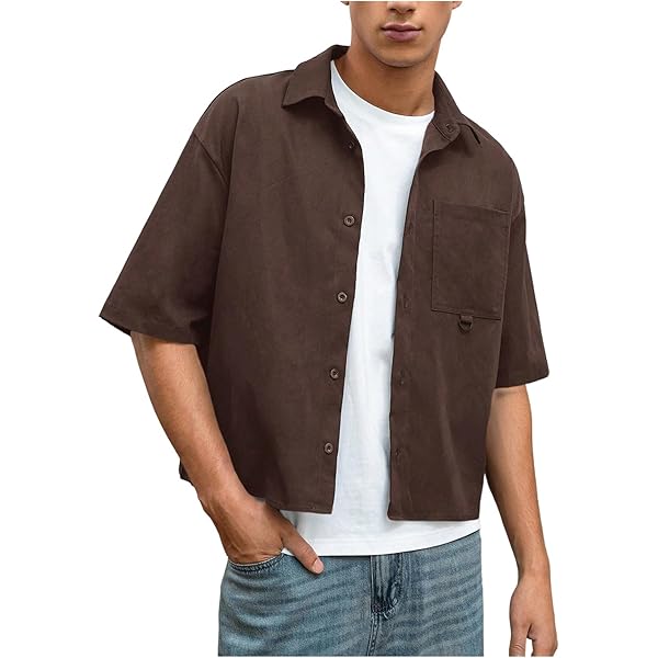 Amazon.com: GORGLITTER Men's Striped Boxy Copped Shirt