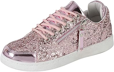 womens pink glitter sneakers