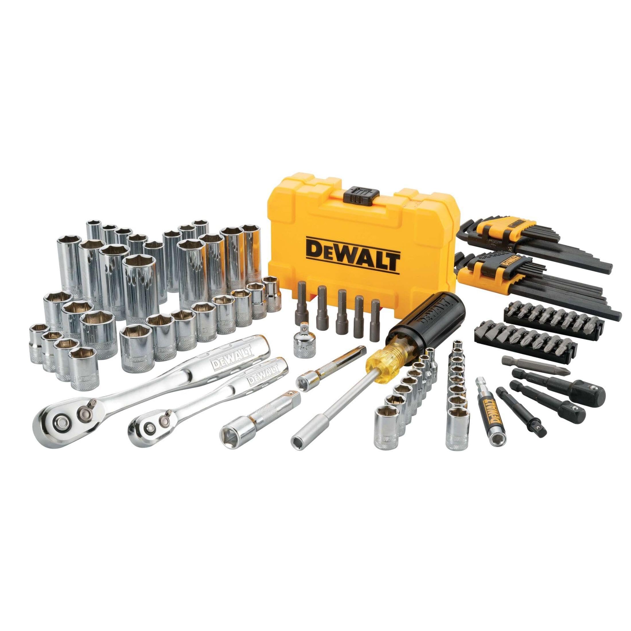 Photo 1 of DEWALT Mechanics Tools Kit and Socket Set, 1/4" & 3/8" Drive, SAE, 108-Piece (DWMT73801)