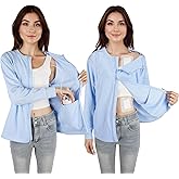 Women's Chemo Port Access & Mastectomy Recovery Shirt - Post-Surgery Top with One-Hand Shoulder Zip Long Sleeve