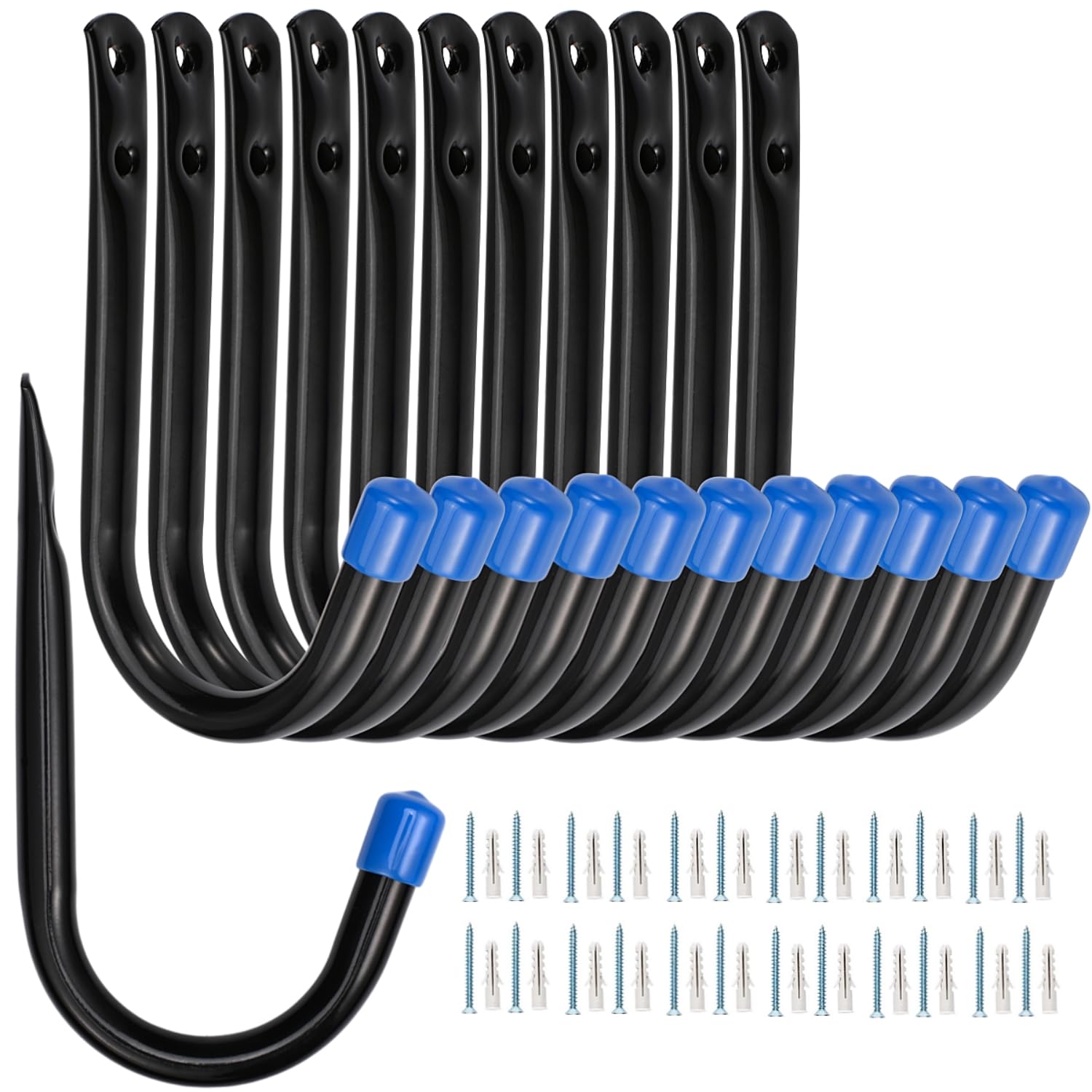 Locawaya Garage Storage Hooks, Garage Wall Hooks for Hanging, Heavy Duty J Utility Hangers, 12 Pack