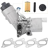 Engine Oil Cooler Filter Housing Assembly Adapter with Exhaust Manifold Gasket, Compatible with Chevy Buick - 2011-2015 Cruze