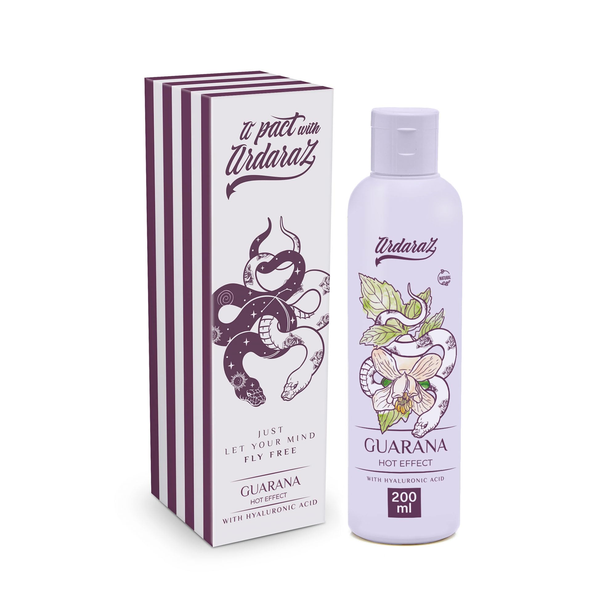 ARDARAZ Water-Based Lubricant Gel with Heat Effect with Guarana and Hyaluronic Acid. 2 in 1 Body Massage Gel and Lubricant. 200ml