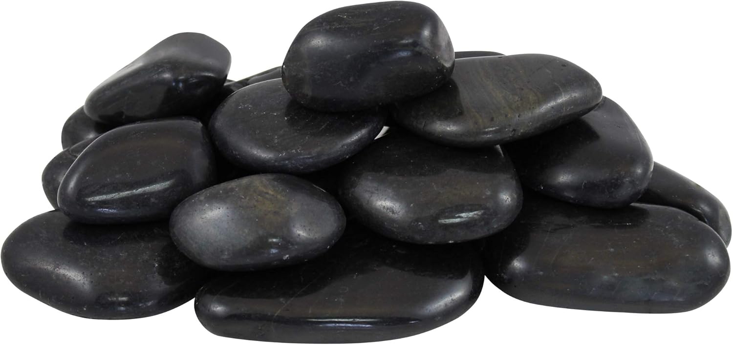 black polished pebbles bulk bag