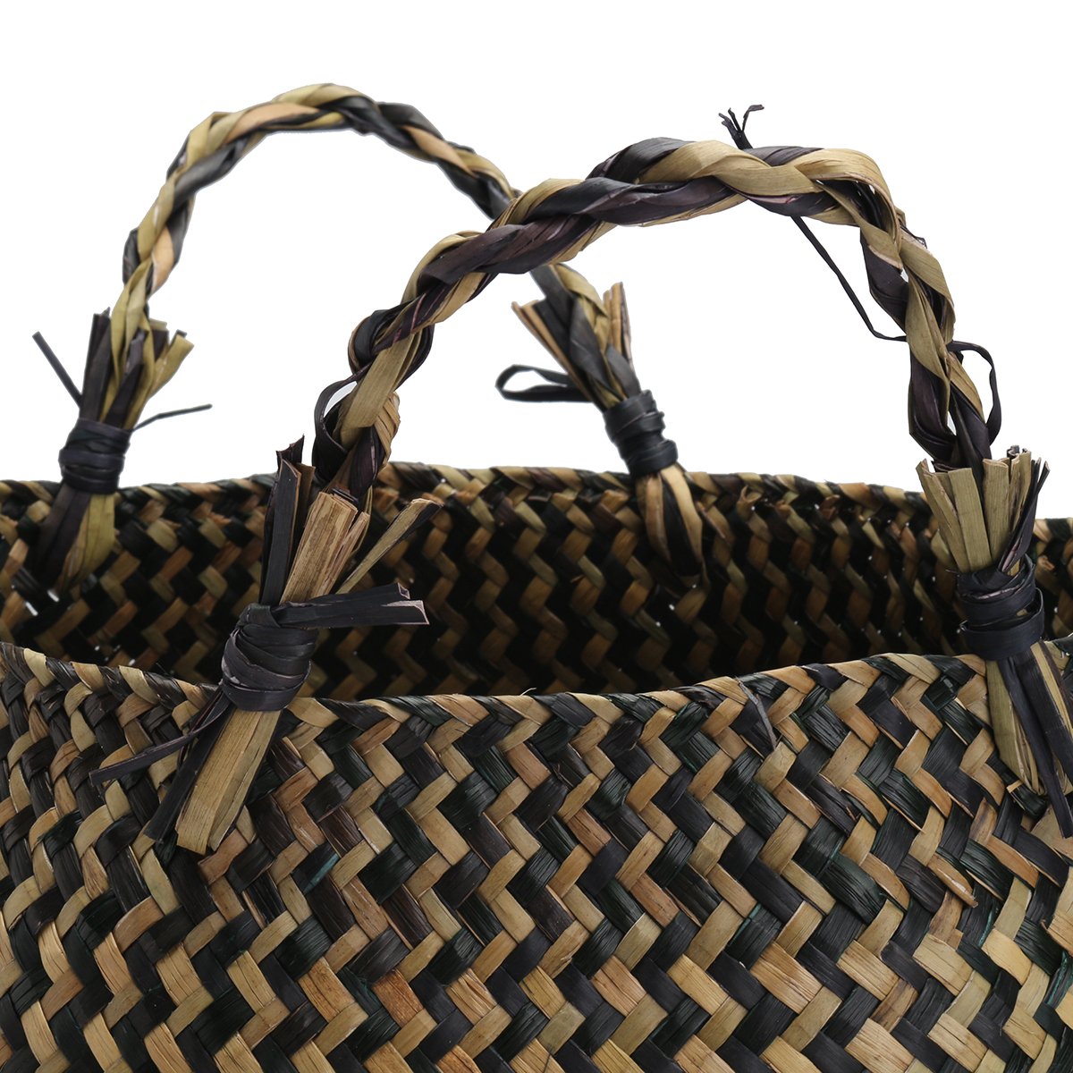 Jeteven Panier Osier Rangement Pliable Tressé à la Main Panier Vintage de Linge Fleur Plante Style Campagne Déco Maison 32 x 28cm