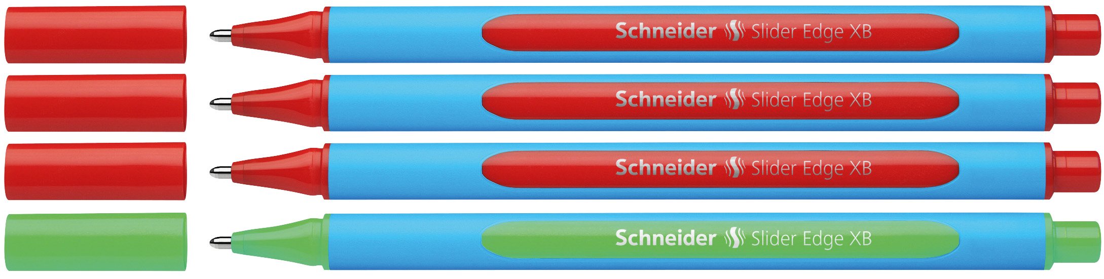 Schneider 152272 Slider Edge XB Teacher Correction Set (Set of 4 Ballpoint Pens in Stand, Line Width XB) Red, Green