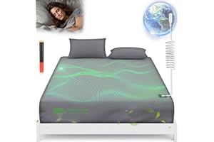 GROUNDBAM Grounding Sheet, Genuine 95% Organic Viscose Derived from Bamboo + 5% Pure Silver Fiber, Pain Relief - Grounded Fitted Sheet Kit Earth Connected Bedding for Sleep (King, Gray)