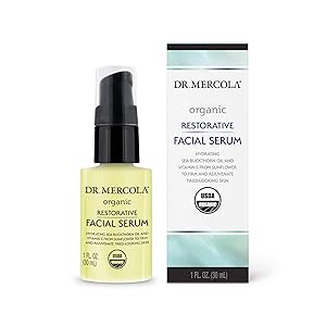 Dr. Mercola Organic Restorative Facial Serum, 1 Fl. Oz. (30 ml), non GMO, Soy Free, Gluten Free, USDA Organic