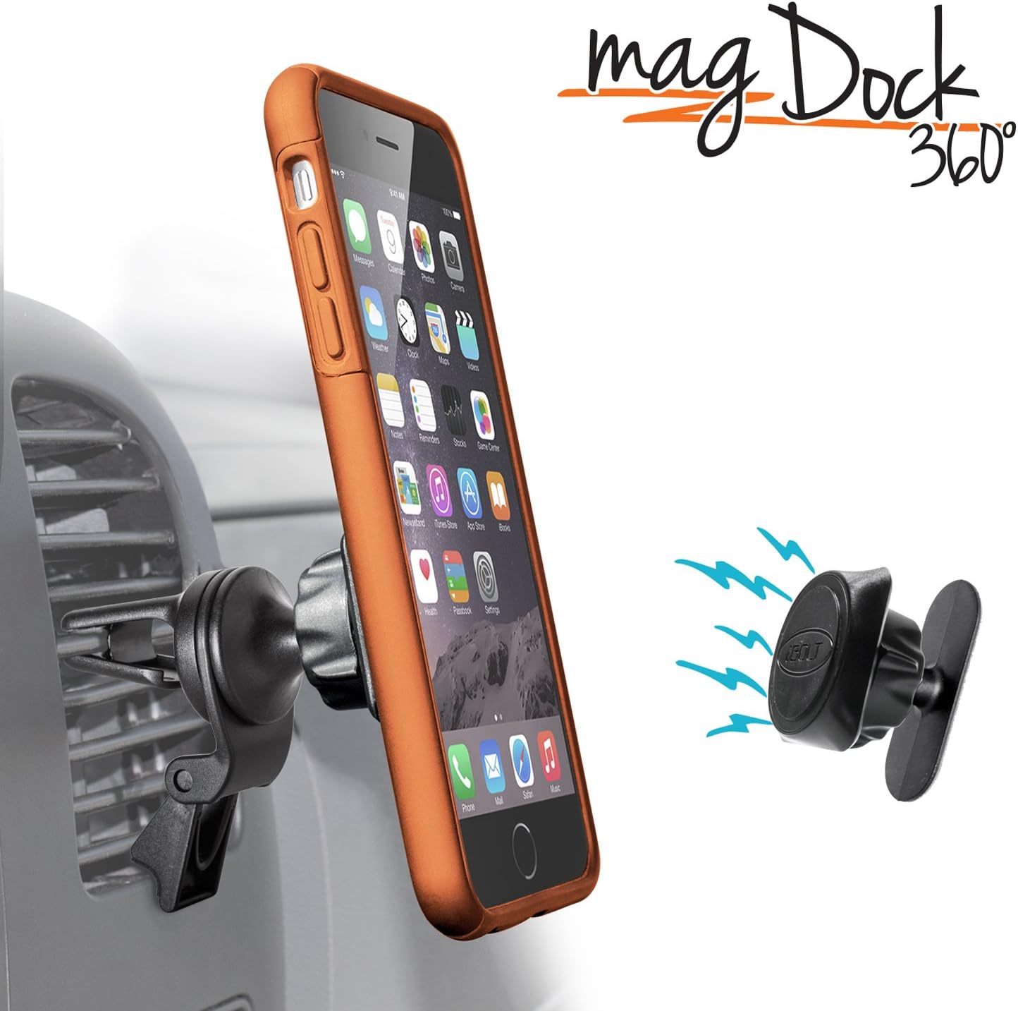 iBOLT magDock 360 Universal car mount with 2 different mounting options. Works with