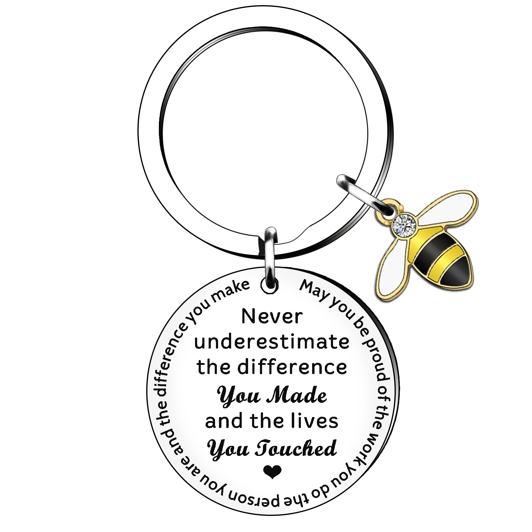 HULALA Thank You Teacher Colleague Leaving Work Bestie Nurse Farewell Keepsake Retirement Gifts For Women Never Underestimate The Difference You Made Keyring Keychain Key Rings