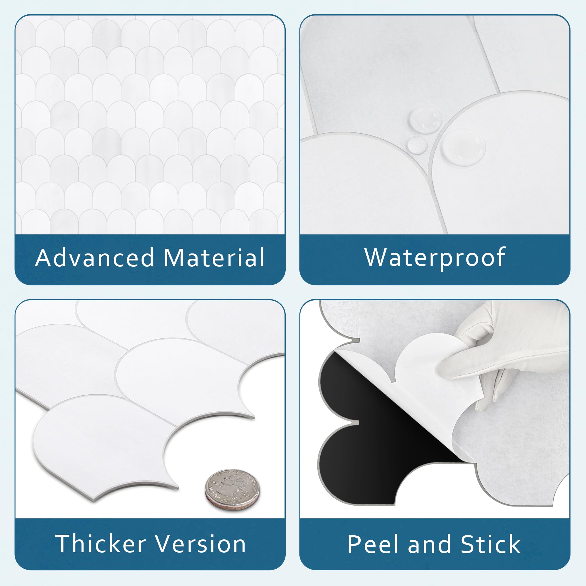 SUNWINGS Fish Scale Peel and Stick Backsplash Tile