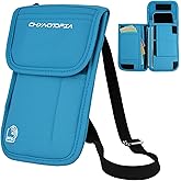 Neck Wallet & RFID Blocking Passport Holder for Travel – Waterproof Hidden Travel Wallet with Card Slots, Adjustable Strap, Portable Document Organizer for Men, Women (Gift) Sky Blue