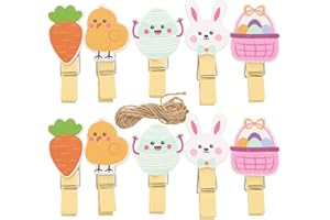 SHINEOFI 40pcs Easter Bunny Wooden Clothespins Small Natural Wood Photo Clips for Home Decoration and Crafts