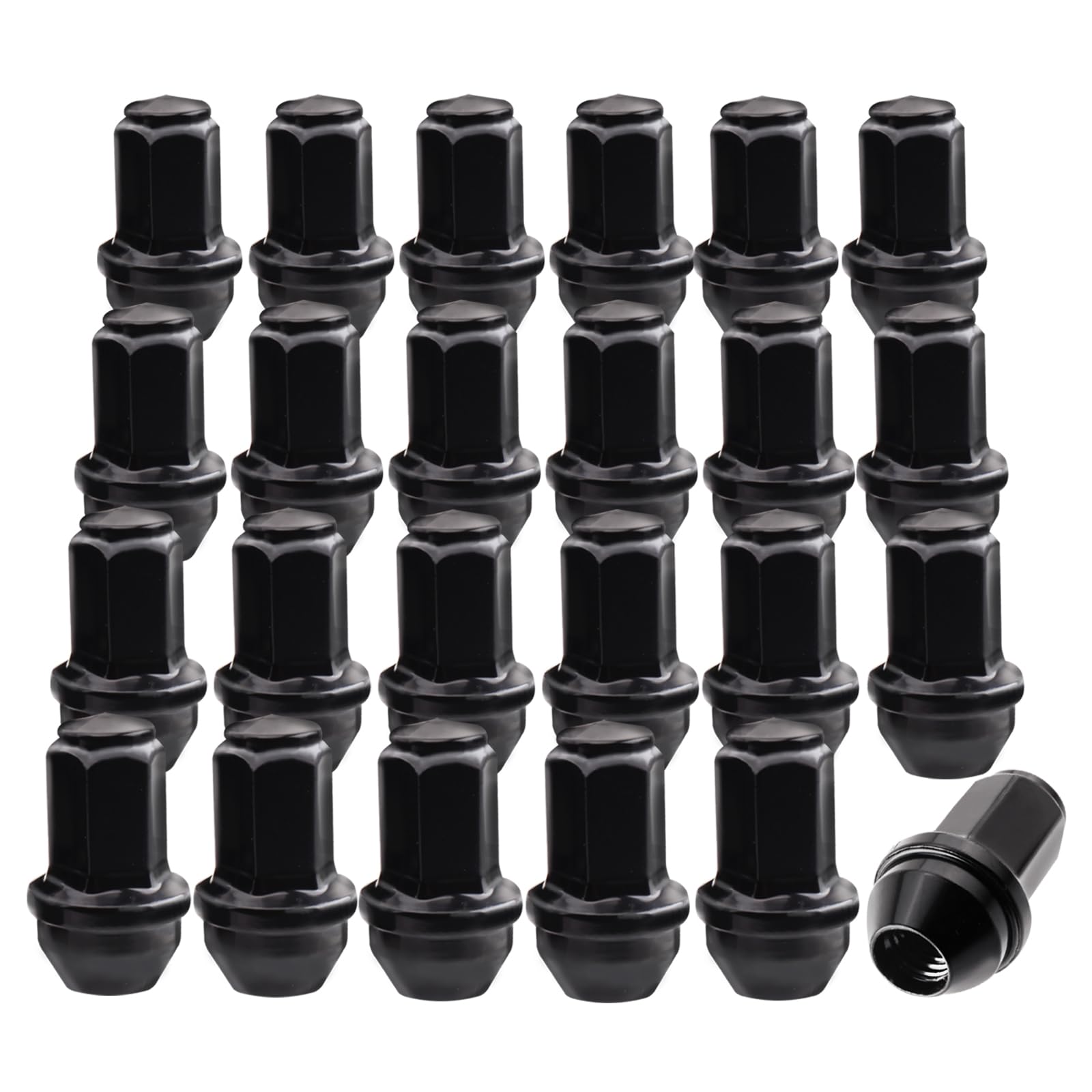 Photo 1 of Set of 24,14x2.0mm 13/16 Hex OEM Factory Style Large Acorn Seat Lug Nuts, Replacement for 2003-2014 Expedition/ 2001-2014 F150/ 2003-2014 Navigator Stock Wheels Large Acorn Seat,Black