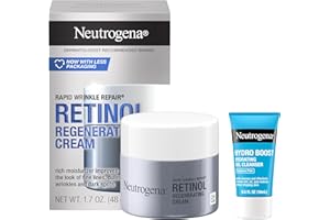 Neutrogena Rapid Wrinkle Repair Retinol Face Moisturizer, Anti-Aging Face Cream with Retinol & Hyaluronic Acid, 1.7 oz + Trial Size Hydro Boost Facial Cleanser, 0.5 fl. oz