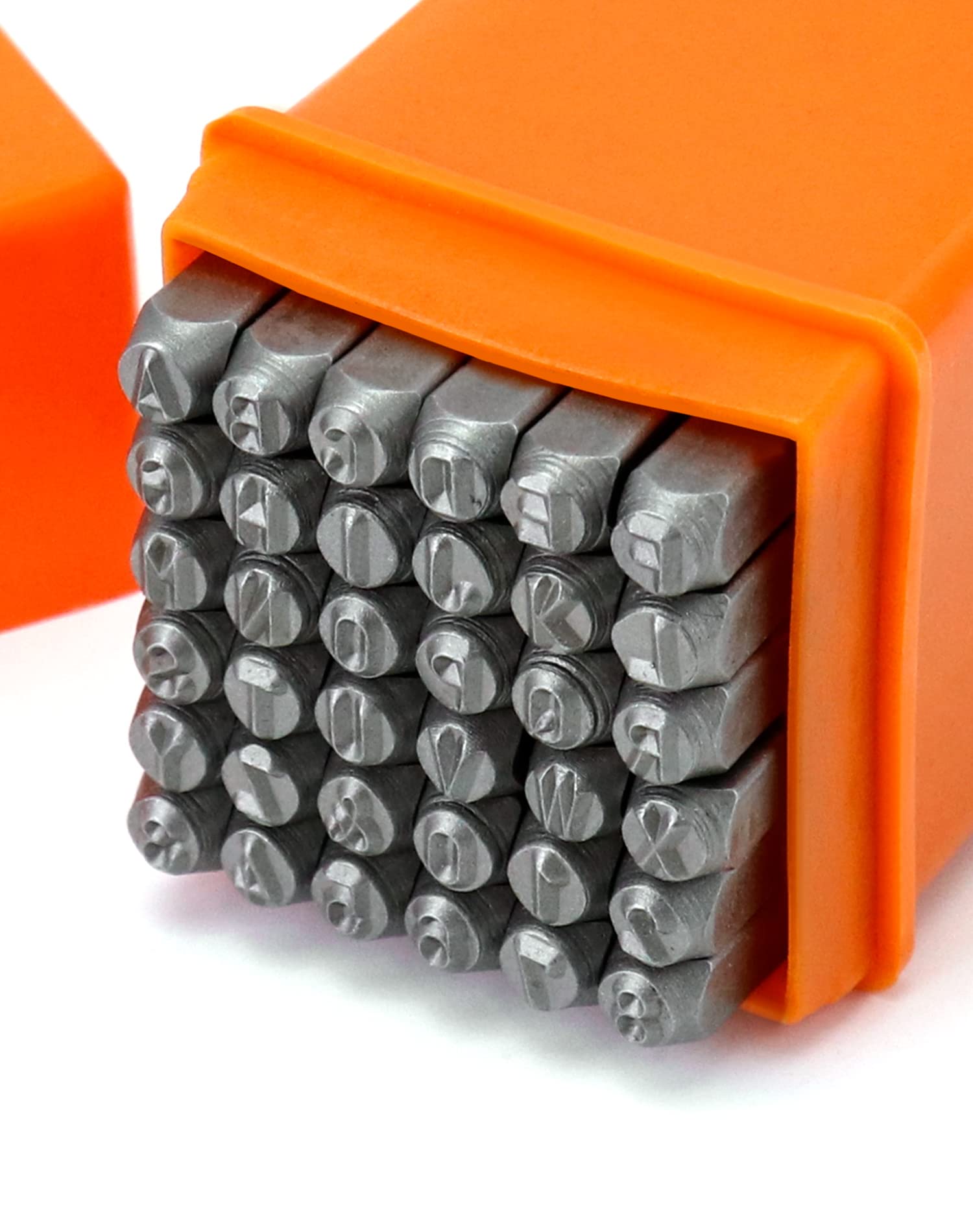 QWORK® 36Pcs Letter Number Stamping Kit Alphabet Number Punch Kit for DIY Carving Embossing on Metal Wood Leather (0-9, A-Z, &) (4mm)