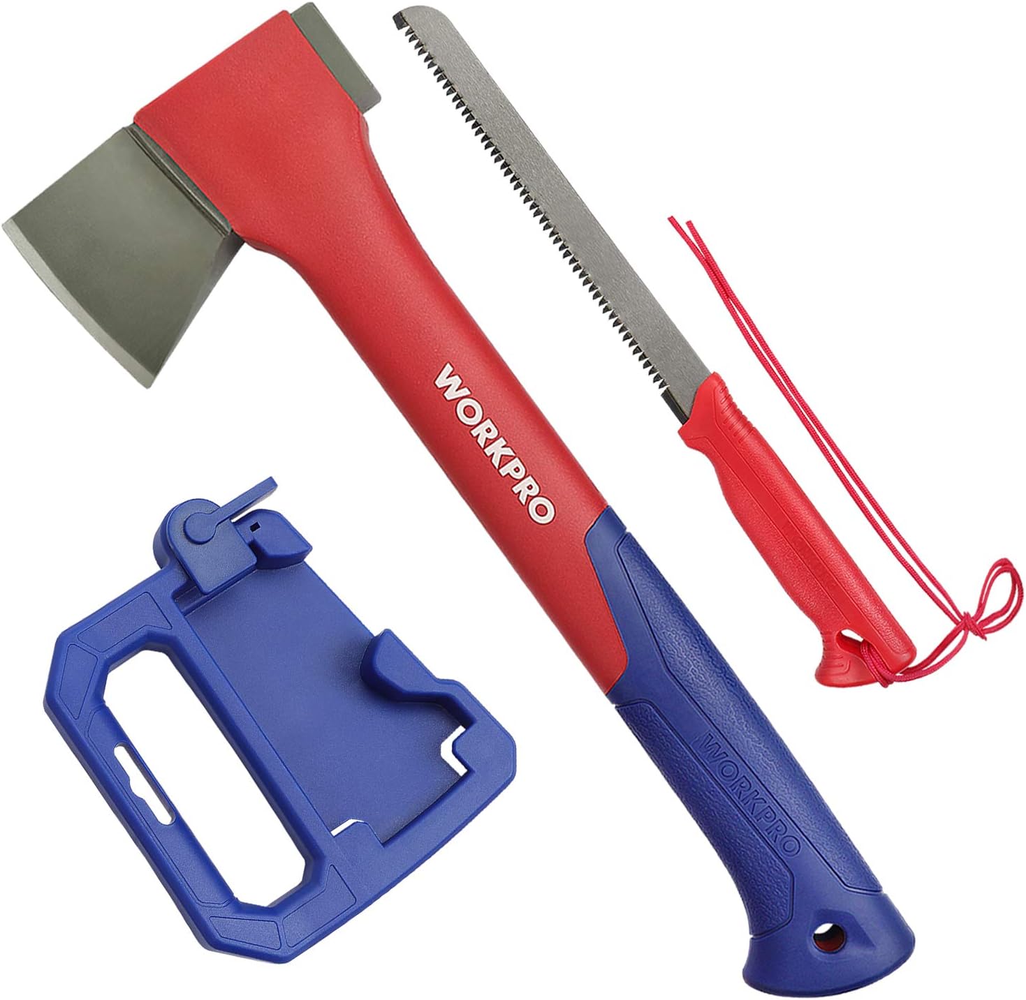 WORKPRO 14Inch Chopping Axe with Hand Saw Set, MultiFunction Hatchet