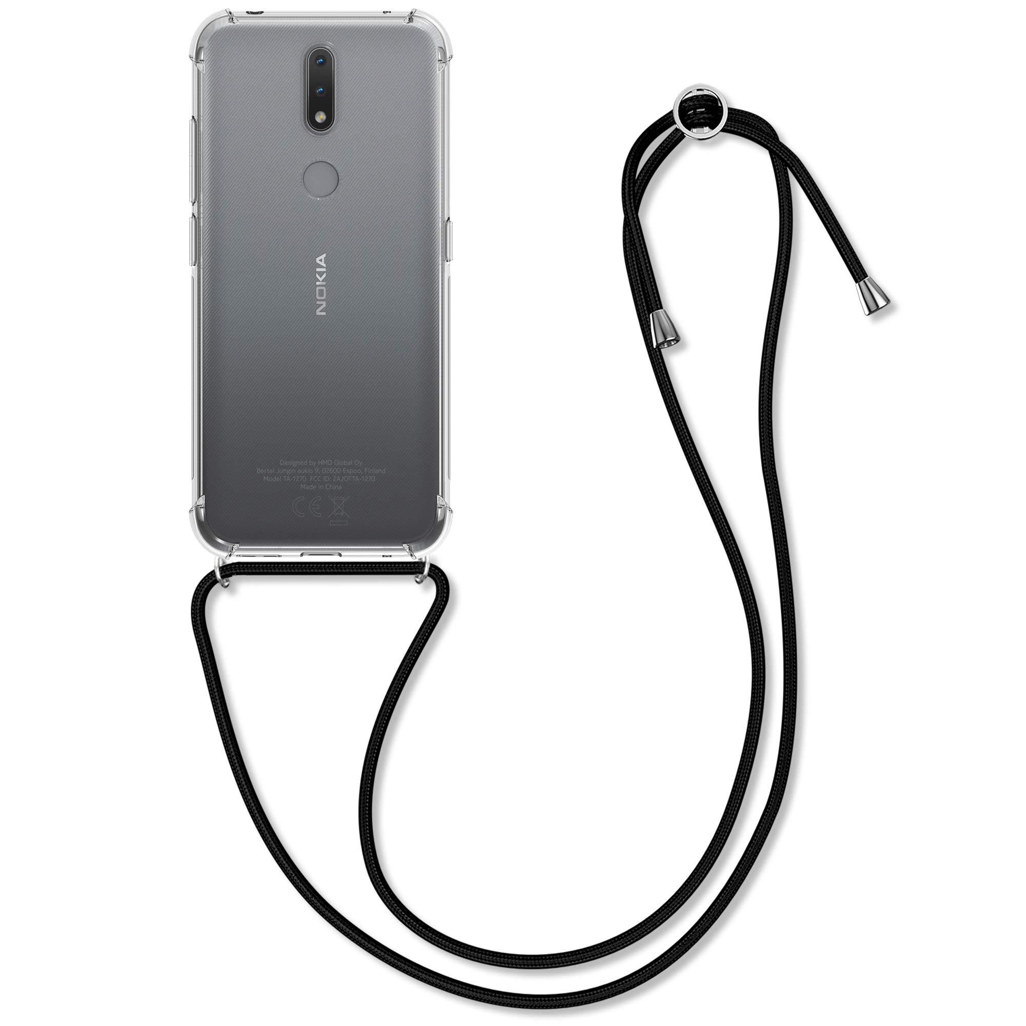 kwmobile Crossbody Case Compatible with Nokia 2.4 Case - Clear TPU Phone Cover w/Lanyard Cord Strap - Transparent