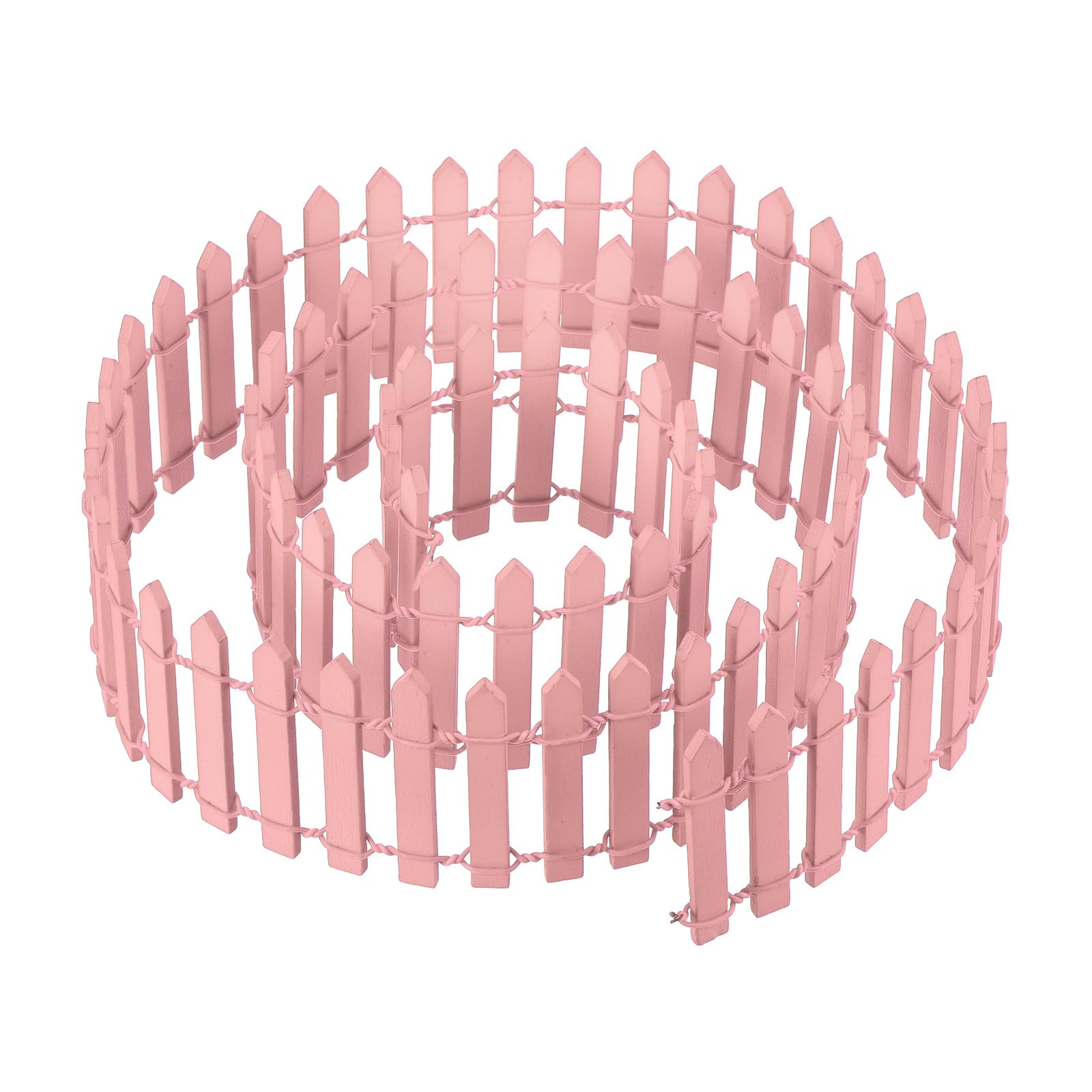 PATIKIL 39" L x 2" H Miniature Fairy Garden Fence, Mini Ornament Wood Picket Fence for DIY Dollhouse Garden, Pink