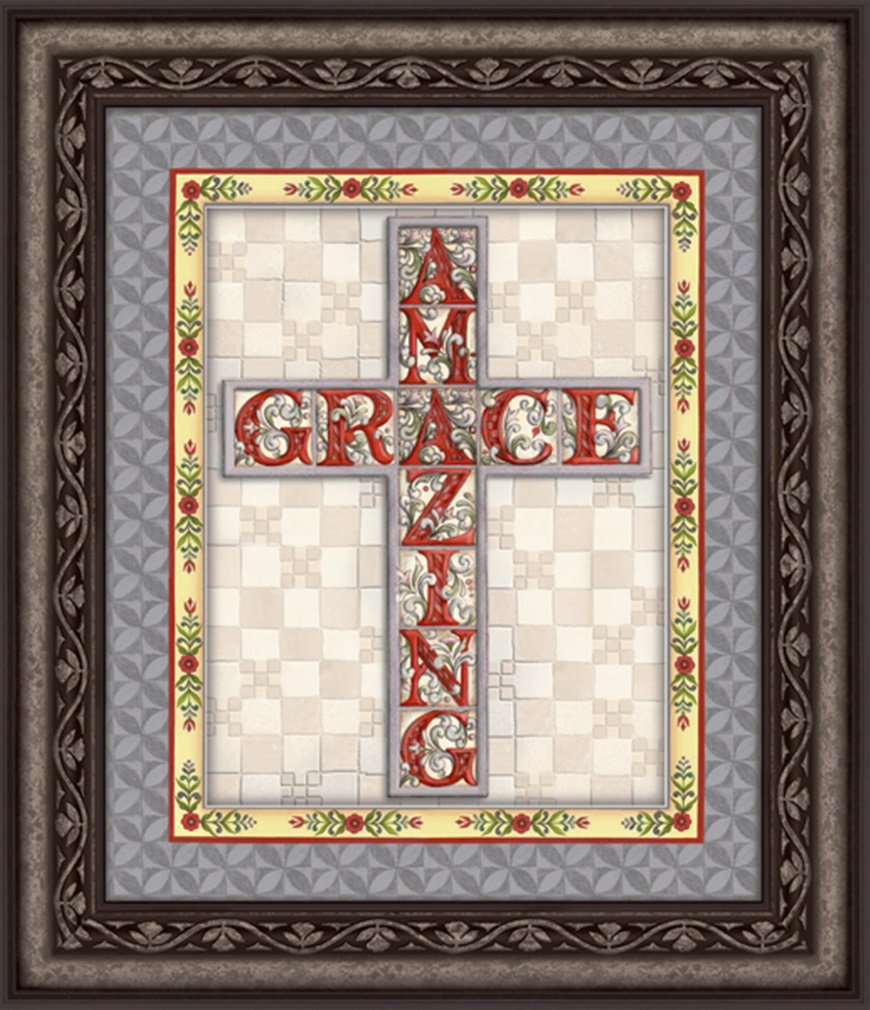 Jim Shore Design Amazing Grace Cross Framed Wall Art, 22 Inch Rossetti Productions
