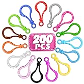 200 Pcs Plastic Keychain Clip – Lobster Claw Clasps for Keychains, 1.86x0.97 Each – Sturdy Construction, 15 Assorted Colors, Lightweight & Keychain Rings - Suitable for Art Projects & DIY Crafts