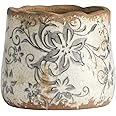Nearly Natural 4.5in. Tuscan Ceramic Gray Scroll Planter, White