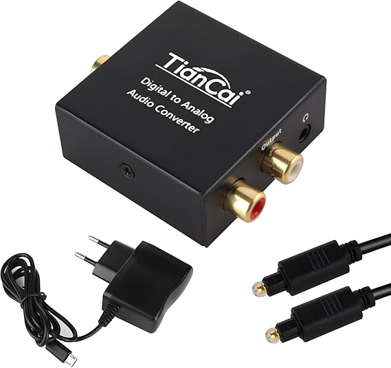 DAC Convertisseur NumériqueAnalogique 192KHz, Toslink Optique SPDIF Coaxial vers RCA R/L et 3.5