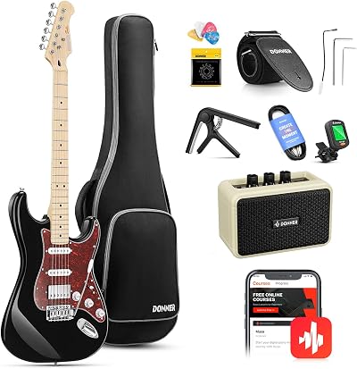 Donner 39" Electric Guitar DST-152B HSS Coil Split Kit with Amp Bag