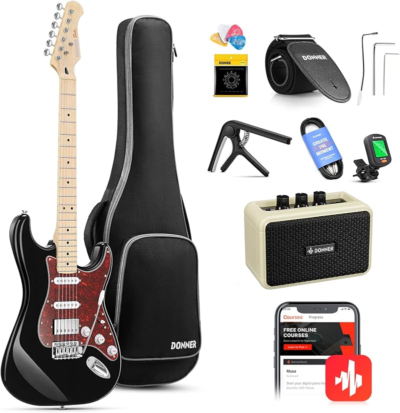 Donner 39" Electric Guitar DST-152B HSS Coil Split Kit with Amp Bag