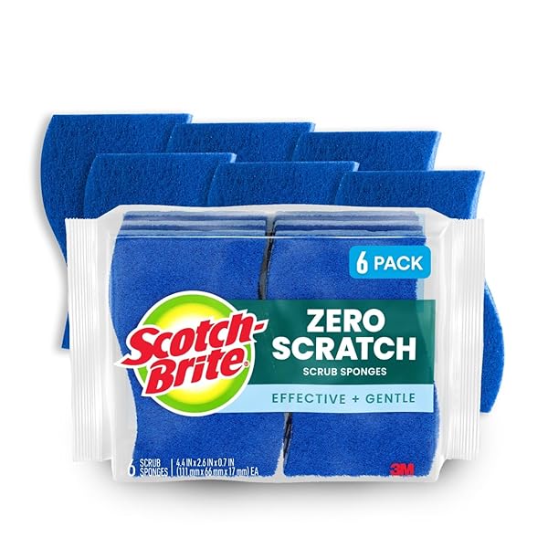 SCOTCH-BRITE ZERO SCRATCH SCRUB SPONGE, 6 KITCHEN SPONGES...