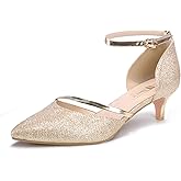 IDIFU Women IN2 Maxine Low Kitten Heels Dress Pumps Wedding Evening Formal Elegant Closed Toe Shoes for Women Bride