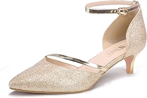 IDIFU Women IN2 Maxine Low Kitten Heels Dress Pumps Wedding Evening Formal Elegant Closed Toe Shoes for Women Bride