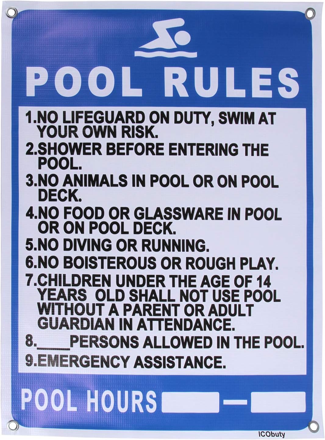 ICObuty Pool Safety Signage Flex Banner Pool Rules Sign