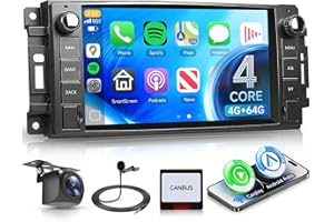 Orderich 4G+64G Android Car Stereo for Jeep Wrangler JK 2007-2018 Dodge Ram 1500 2008-2012 with Wireless CarPlay Android Auto, 7 Inch Car Radio GPS Navigation WiFi SWC Bluetooth FM with Backup Camera