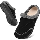 relxfeet Mens Wide Slippers Adjustable Diabetic Orthopedic House Shoes with Arch Support Indoor Outdoor Slip On Warm Clogs for Swollen Feet Plantar Fasciitis Relief